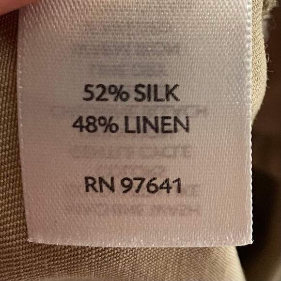 J Jill Womens Size 14 Tan Wide Leg Capri Pants Silk Linen Flat Front Crop - Picture 8 of 9